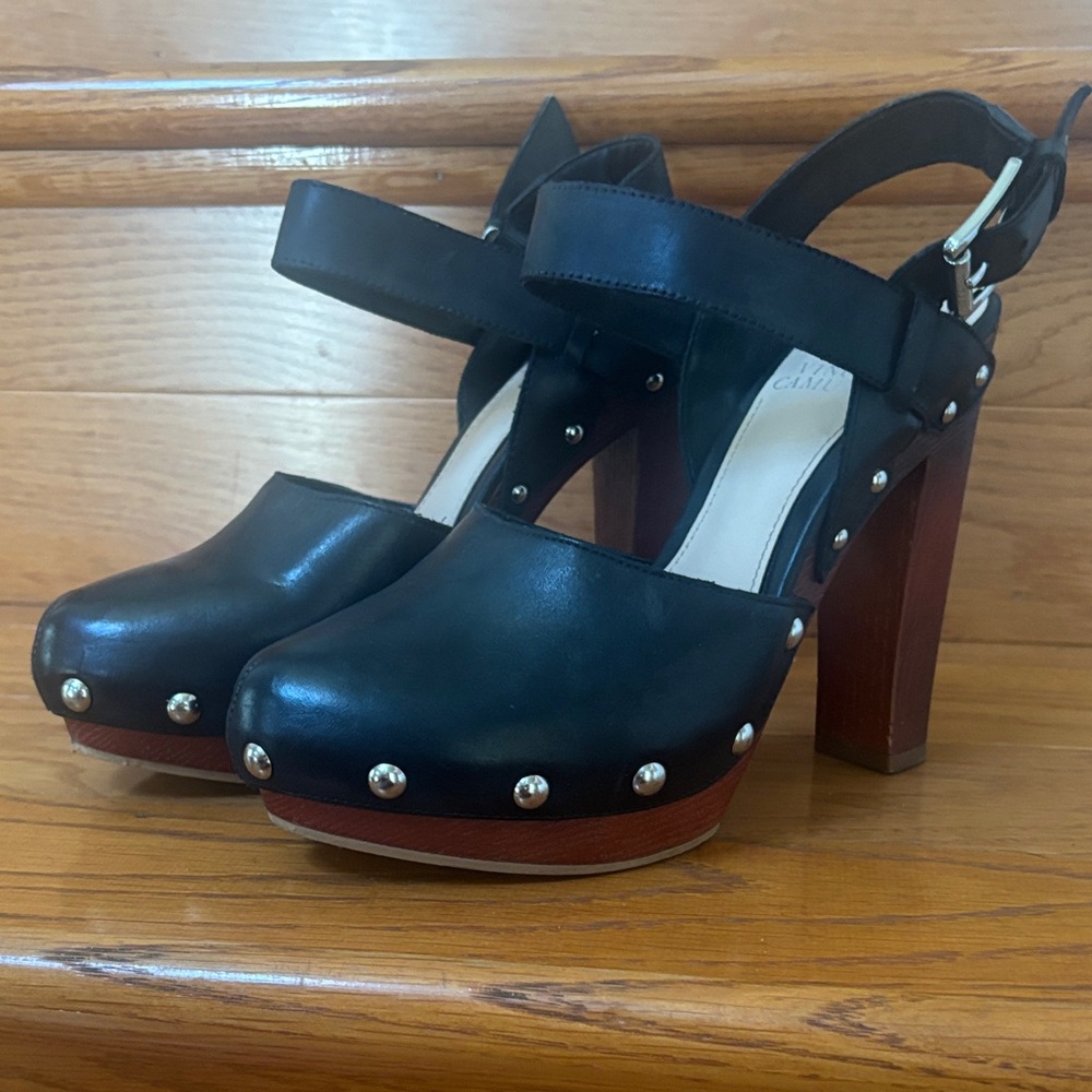 Vince Camuto Black Studded Platform Heels